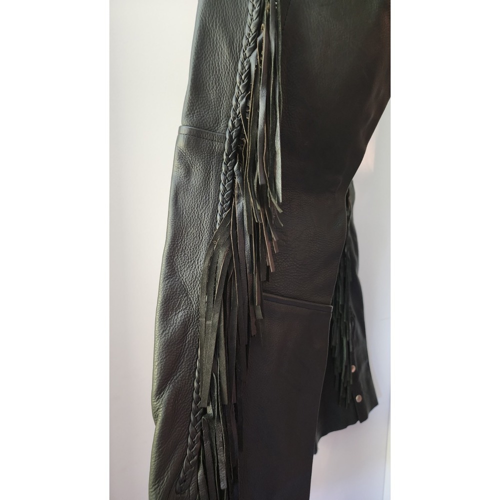 Paragon Genuine Leather Fringed Chaps Women's XS Purple Flower Rose A10 - Picture 4 of 16